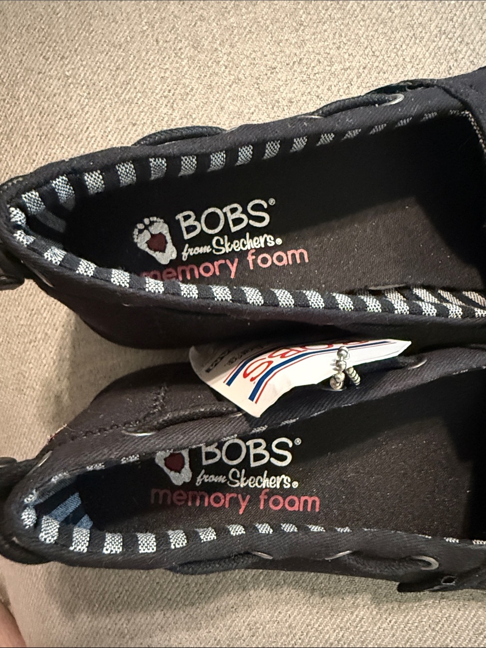 NWT BOBS from Skechers Memory Foam Black Canvas Slip-On Loafers - Picture 3 of 5